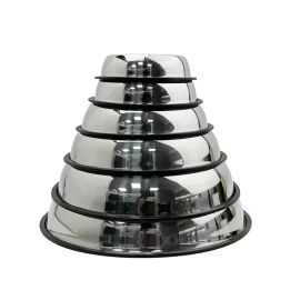 Bulk Non-Slip Pet Bowl OEM Stainless Steel Pet Feeding Supplies with Rubber Base