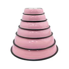 Macaron Colorful Pet Bowls Wholesale Aço inoxidável para cães e gatos Recipientes para alimentos com base de borracha