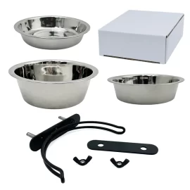Personalizado colgante perro jaula cuencos de acero inoxidable alimentador de alimentos bebedor de aves de compañía